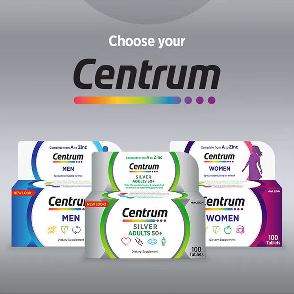 سنتروم الفضي مكمل غذائي متعدد الفيتامينات للبالغين 100 حبة | صيدلية.كوم.