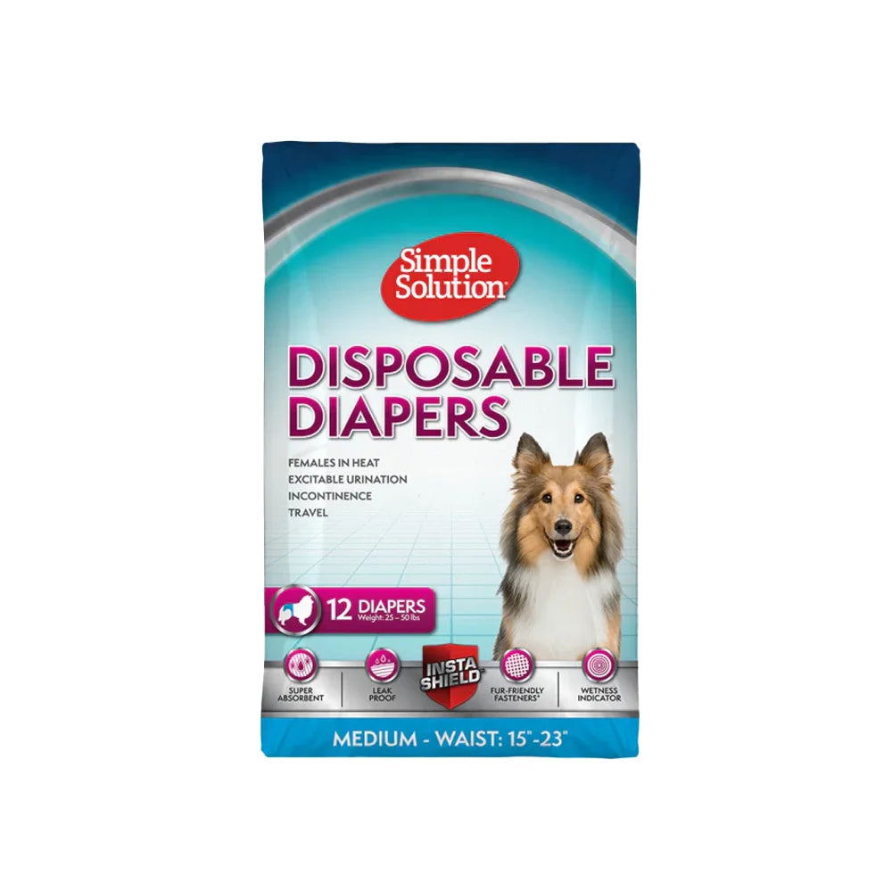 سمبل سلوشن حفاضات للكلاب وسط 12 حبة | صيدلية.كوم.