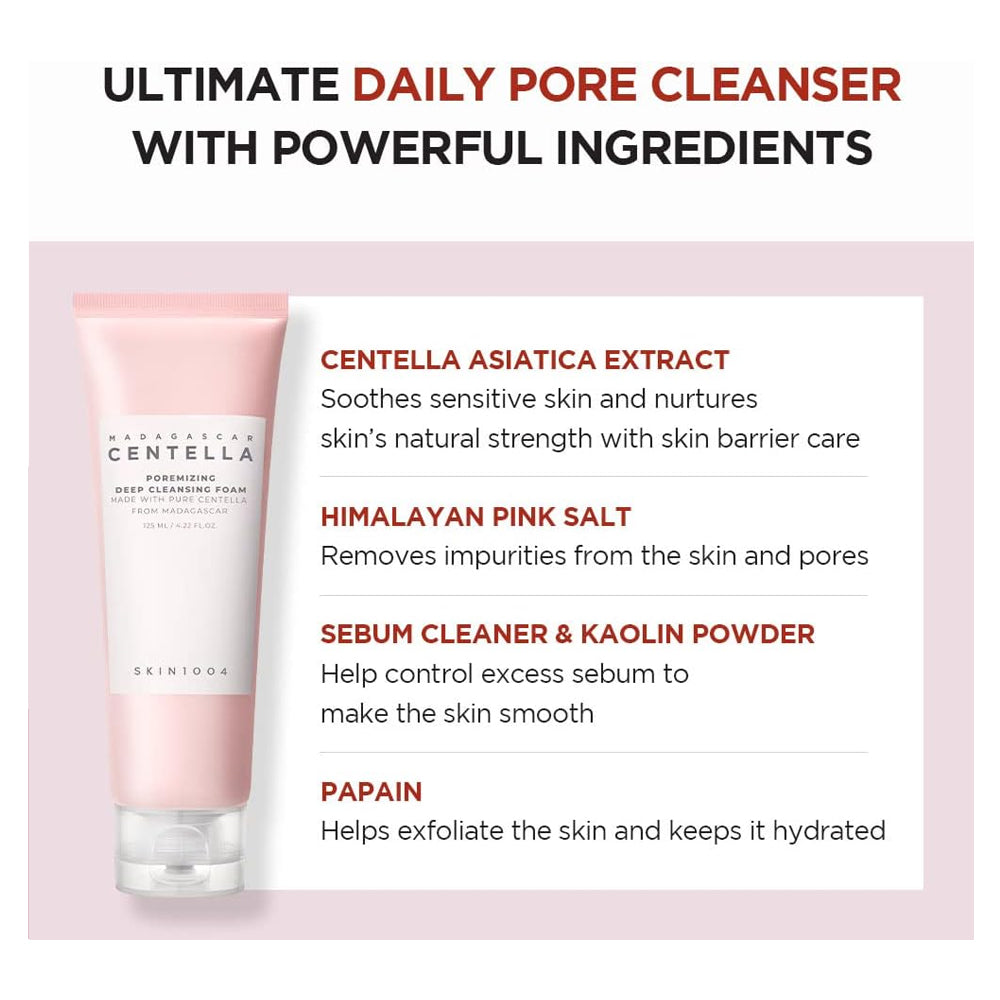 غسول رغوي مدغشقر سينتيلا للتنظيف العميق للمسام 125 مل من سكين 1004 | صيدلية.كوم.