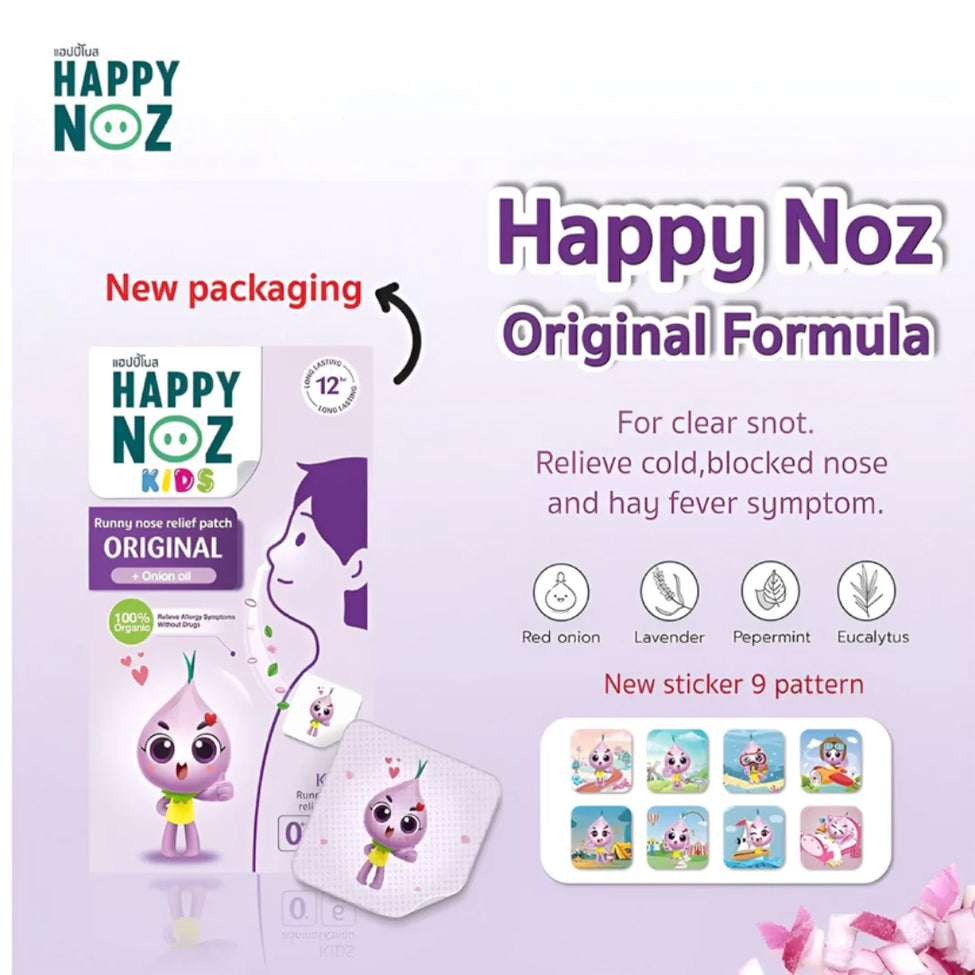 Happy Noz Patch For Children Relieves Respiratory Symptoms With Original Onion Oil 6 patches