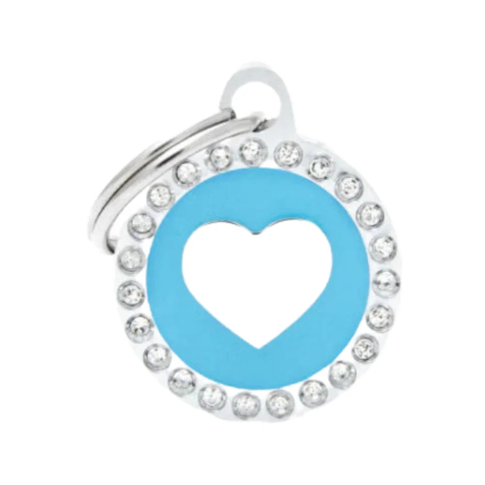 ماي فاميلي قلادة لماع قلب دائري صغير أزرق فاتح |  صيدلية.كوم.