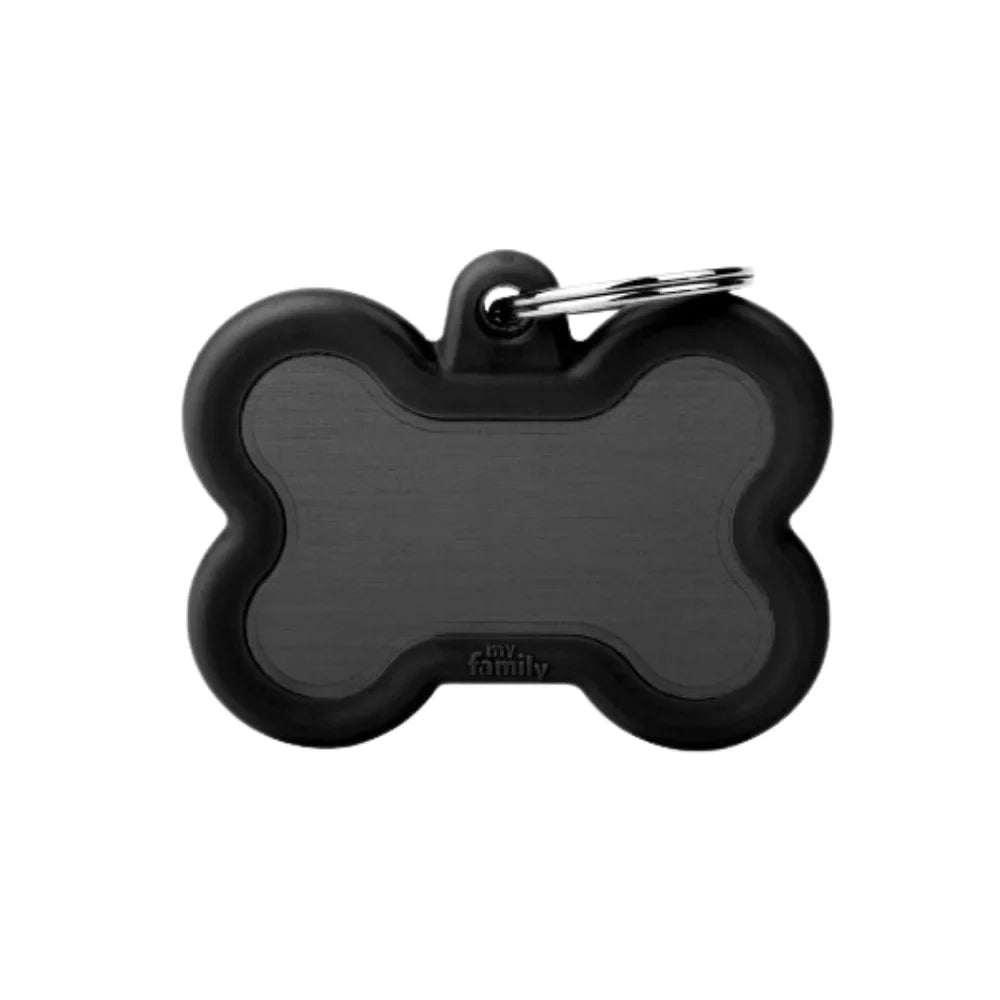 ماي فاميلي قلادة على شكل عظمة اسود مع اطار جلد | صيدلية.كوم.