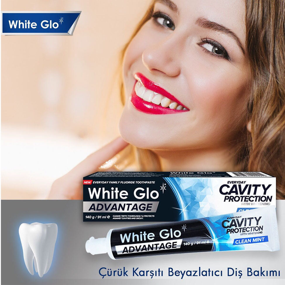 معجون اسنان مكافح التسوس مبيض بقوة بالنعناع 91 مل من وايت جلو | صيدلية.كوم.