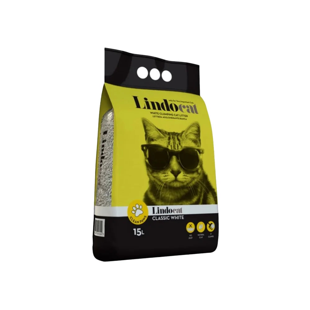 ليندو كات الأبيض الكلاسيكي رمل مهد للقطط 15 لتر | صيدلية.كوم.