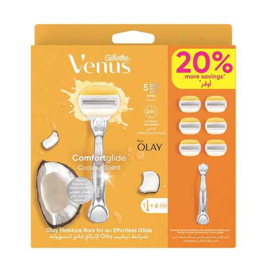 Gillette Venus Comfort Glide Coconut Women’s Shaving Kit 1 Handle 6 Blades