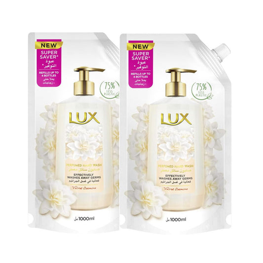 عرض لوكس صابون سائل معطر بالياسمين المخملي 1000مل إعادة تعبئة 1لتر ×2