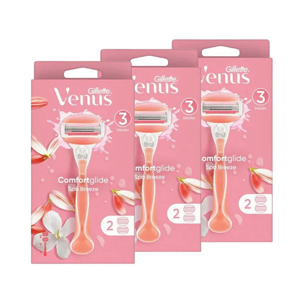عرض جيليت ماكينة حلاقة فينوس سبا بريز 3 قطع للنساء | صيدلية.كوم.