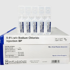 Normal Saline Sodium Chloride Injection Solution 0.9%, 10 ml X 70 Pcs