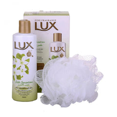 Lux silky texture shower gel 250 ml with loofah