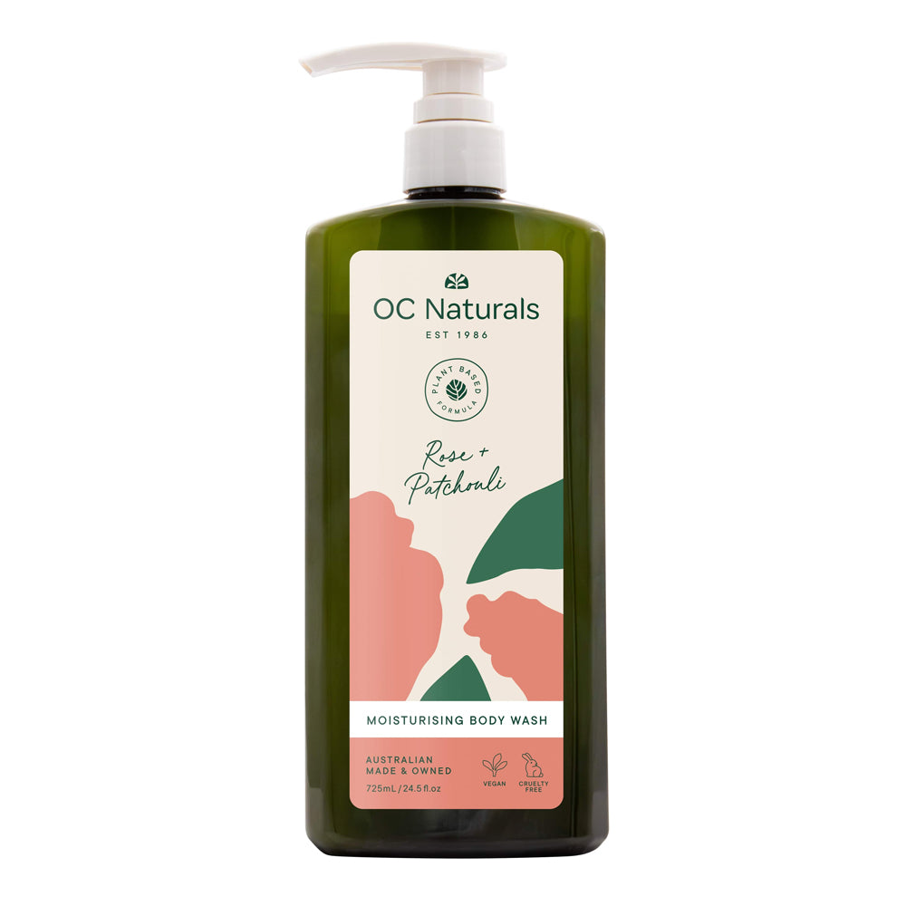 غسول الجسم المرطب بالورد والباتشولي 725 مل من او سي ناتشورالز |  صيدلية.كوم.
