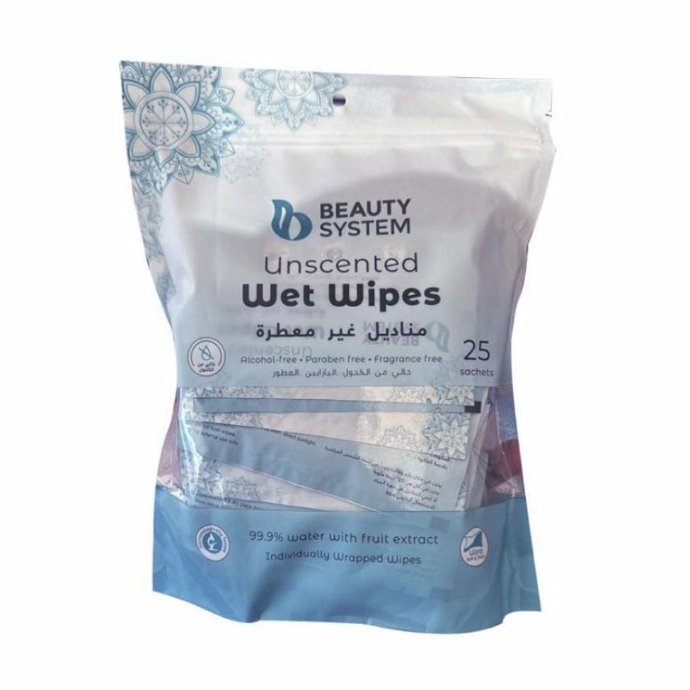 مناديل مبللة 25 منديل غير معطرة من بيوتي سيستم | صيدلية.كوم.