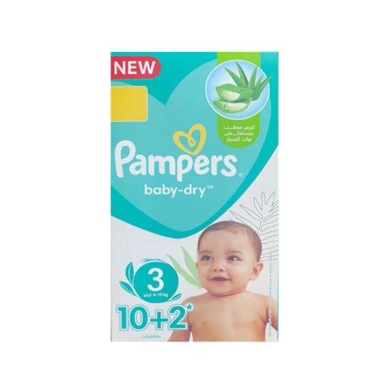 حفاضات بيبي دراي مقاس 3 عدد 12 قطعة من بامبرز |  صيدلية.كوم.