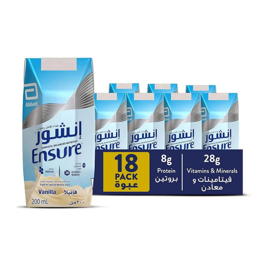 حليب إنشور بالفانيلا 200 مل × 18 عبوة |  صيدلية.كوم.