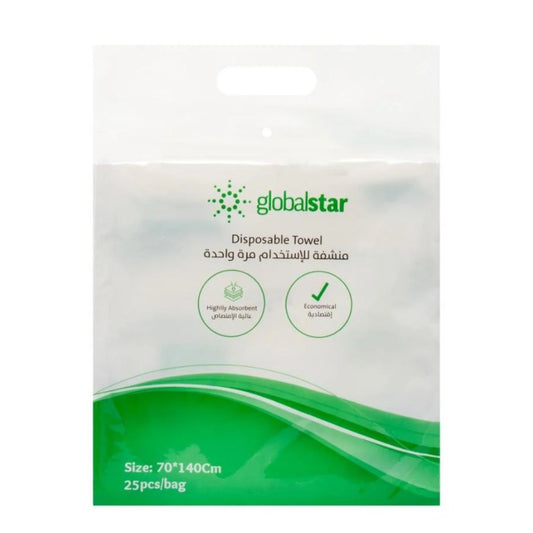 مناشف للإستخدام الواحد 70 × 140 سم 25 قطعة من جلوبال ستار | صيدلية.كوم.