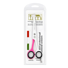Tiger Laser Professional White and Pink Steel Hair Scissors TR657 with Finger Support Rest 6.50 mm
