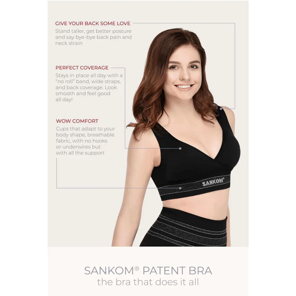 حمالة صدر رياضية حاصلة على براءة اختراع باللون الاسود من سانكوم | صيدلية.كوم.