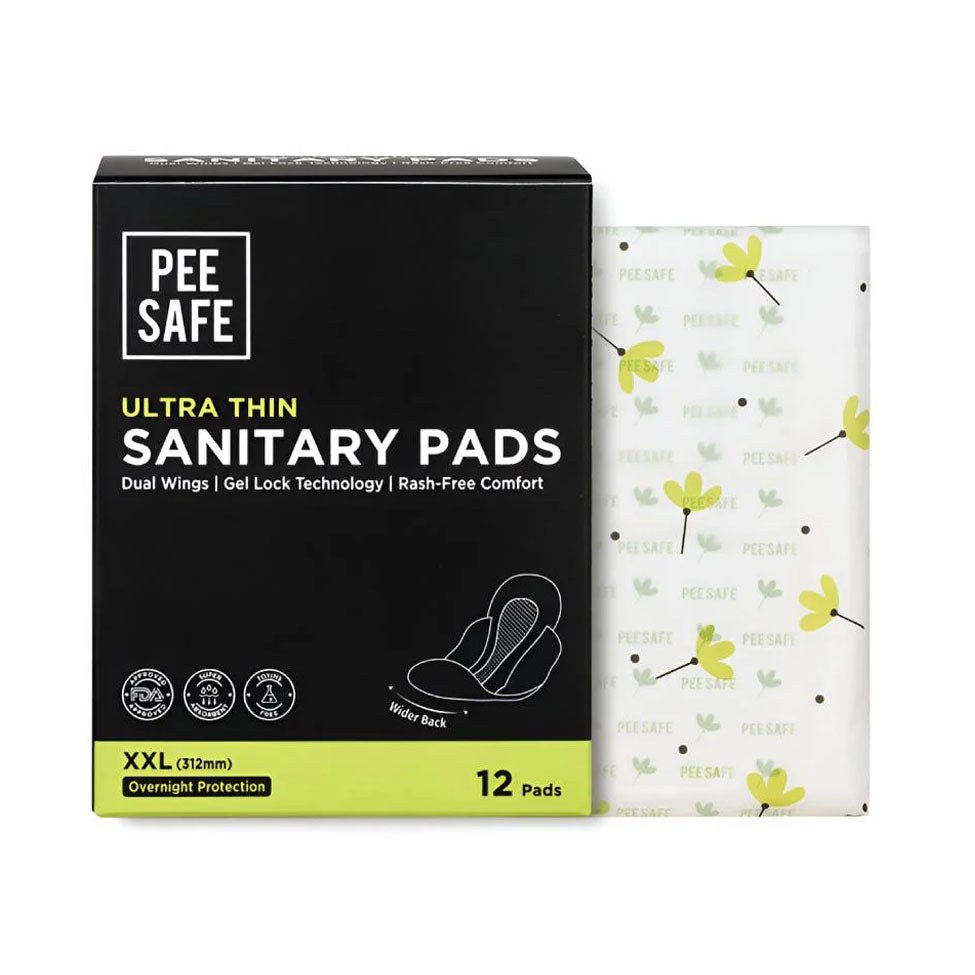 Pee Safe XX-Large Ultra Thin Sanitary Pads with Long Night Wings Extra 12 Pads