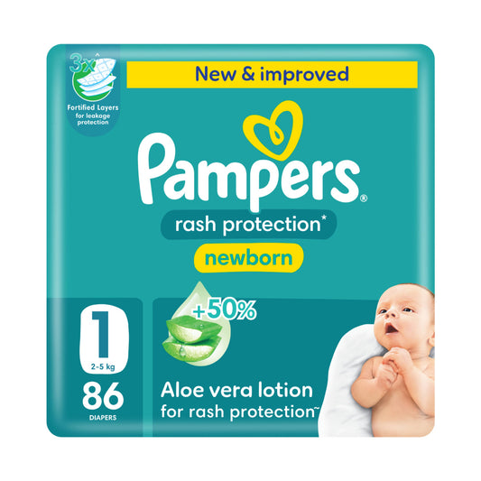Pampers Rash Protection Taped Diapers Size 1 Pack 86 Count