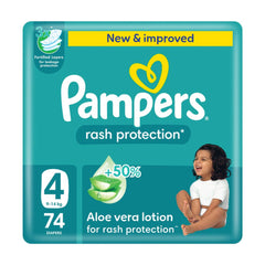 Pampers Rash Protection Taped Diapers Size 4 Pack 74 Count
