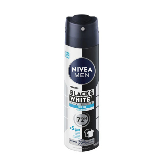 NIVEA Black & White Fresh Invisible Antiperspirant Deodorant for Men 72 Hours 150 ml