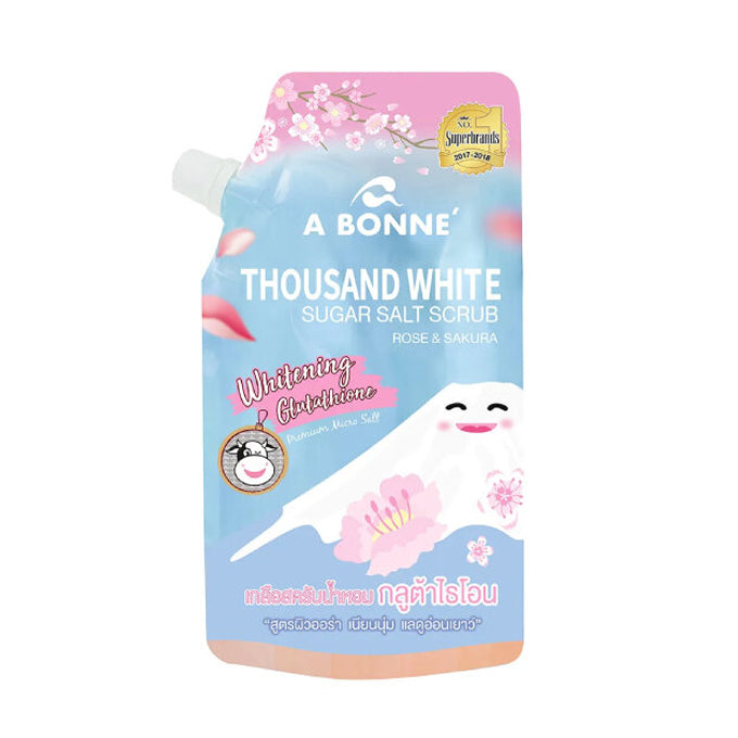 مقشر ملح بالسكر الأبيض بخلاصة الورد والساكورا 350 جم من A بون |  صيدلية.كوم.