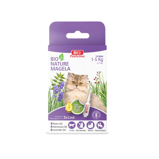 قطرات العناية بالبشرة والفراء من بيو بيت أكتيف بيو-نيتشر ماجيلا للقطط، 3 × 1 مل |  صيدلية.كوم.