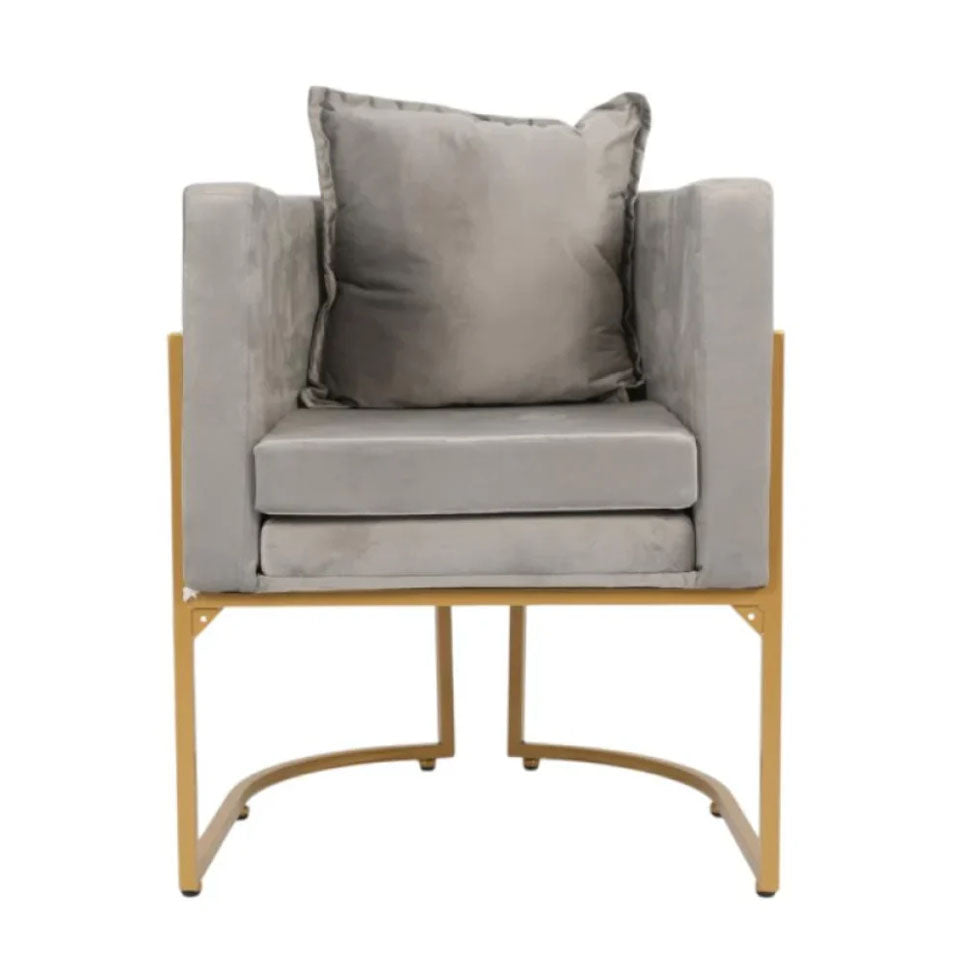 كرسي صالون نسائي رمادي مع حديد ذهبي |  صيدلية.كوم.