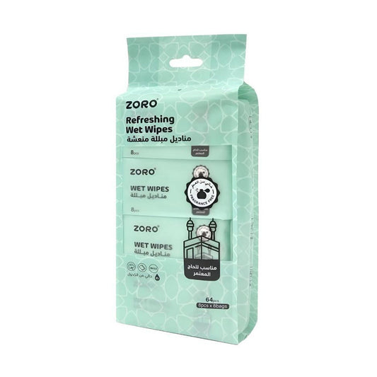 ZORO Refreshing Wet Wipes Suitable for Hajj & Umrah 8 Wipes