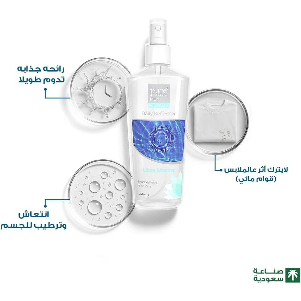 سبراي الجسم المعطر الترا مارين للرجال 250 مل من بيور بيوتي |  صيدلية.كوم.