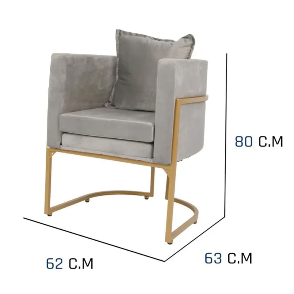 كرسي صالون نسائي رمادي مع حديد ذهبي |  صيدلية.كوم.