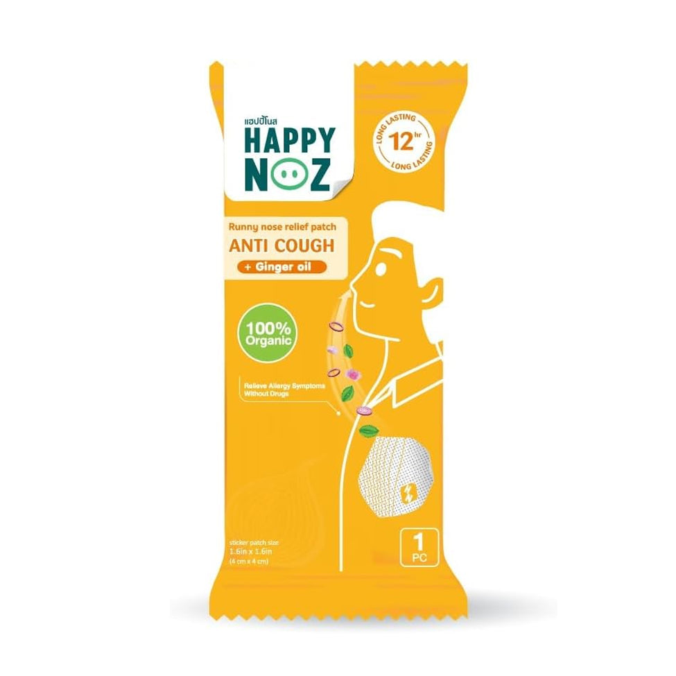Happy Noz Patch For Adults Relieves Runny Nose Anti Cough With Ginger Oil Organic 6 patches