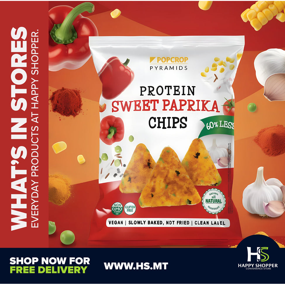 Pop Crop Sweet Paprika Flavored Protein Chips Gluten Free 60 g