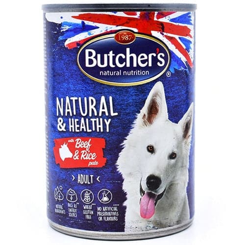 بوتشرز طعام مهروس لحم بقر وأرز للكلاب 390غ |  صيدلية.كوم.