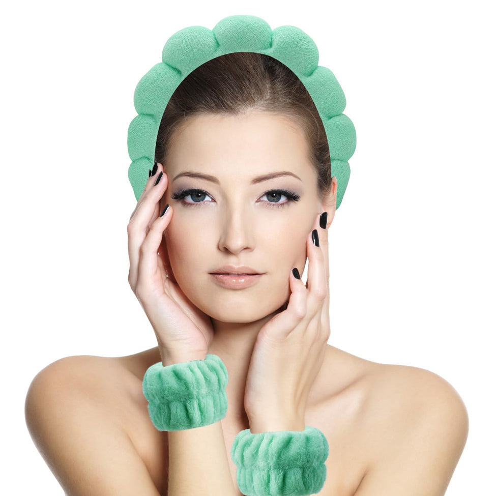 طوق شعر مبطن ناعم اخضر فاتح