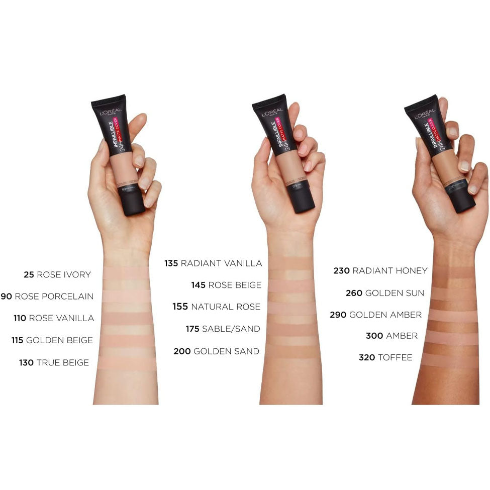 4- فاونديشن انفاليبل لوريال باريس مات 24 ساعة كريم أساس 155