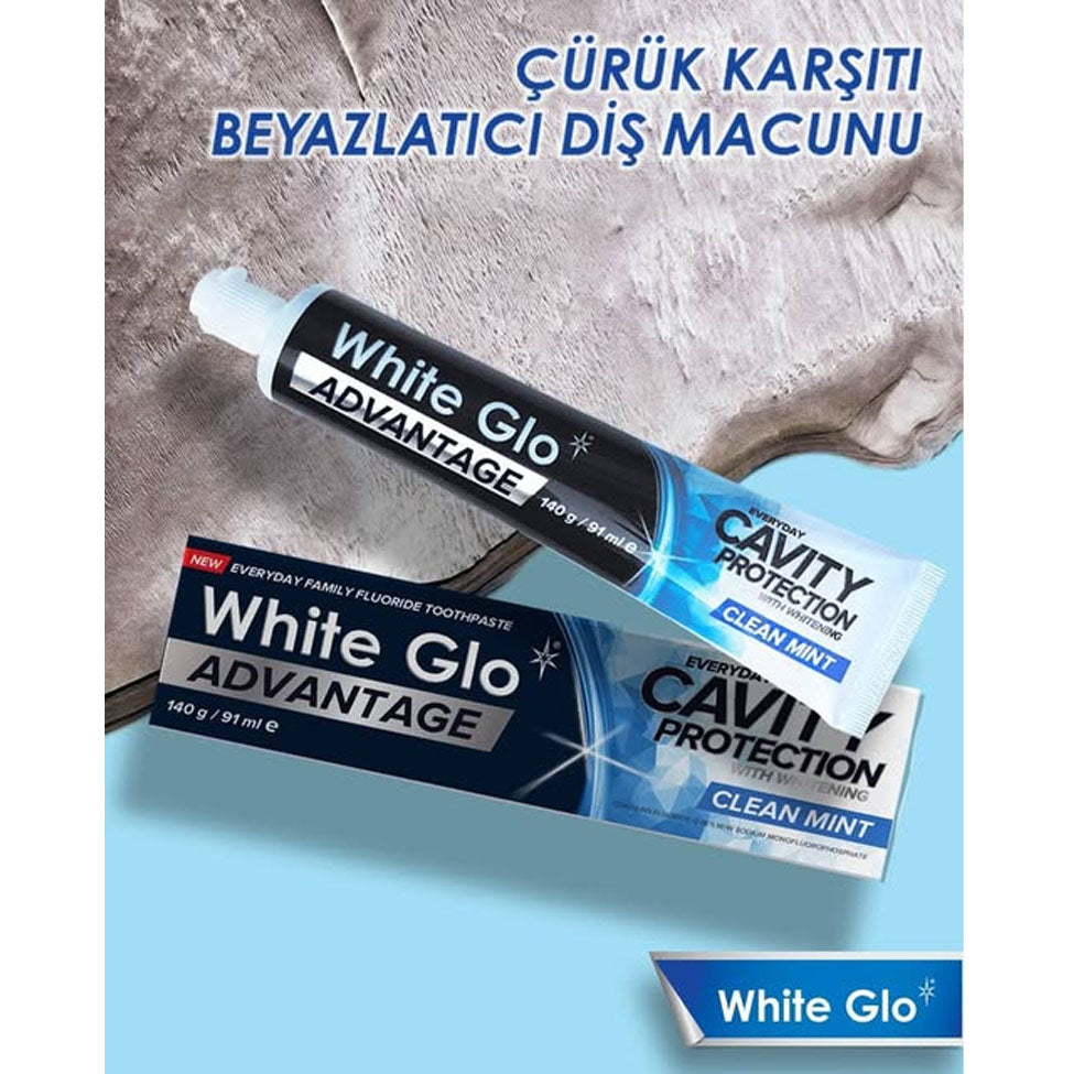 معجون اسنان مكافح التسوس مبيض بقوة بالنعناع 91 مل من وايت جلو | صيدلية.كوم.