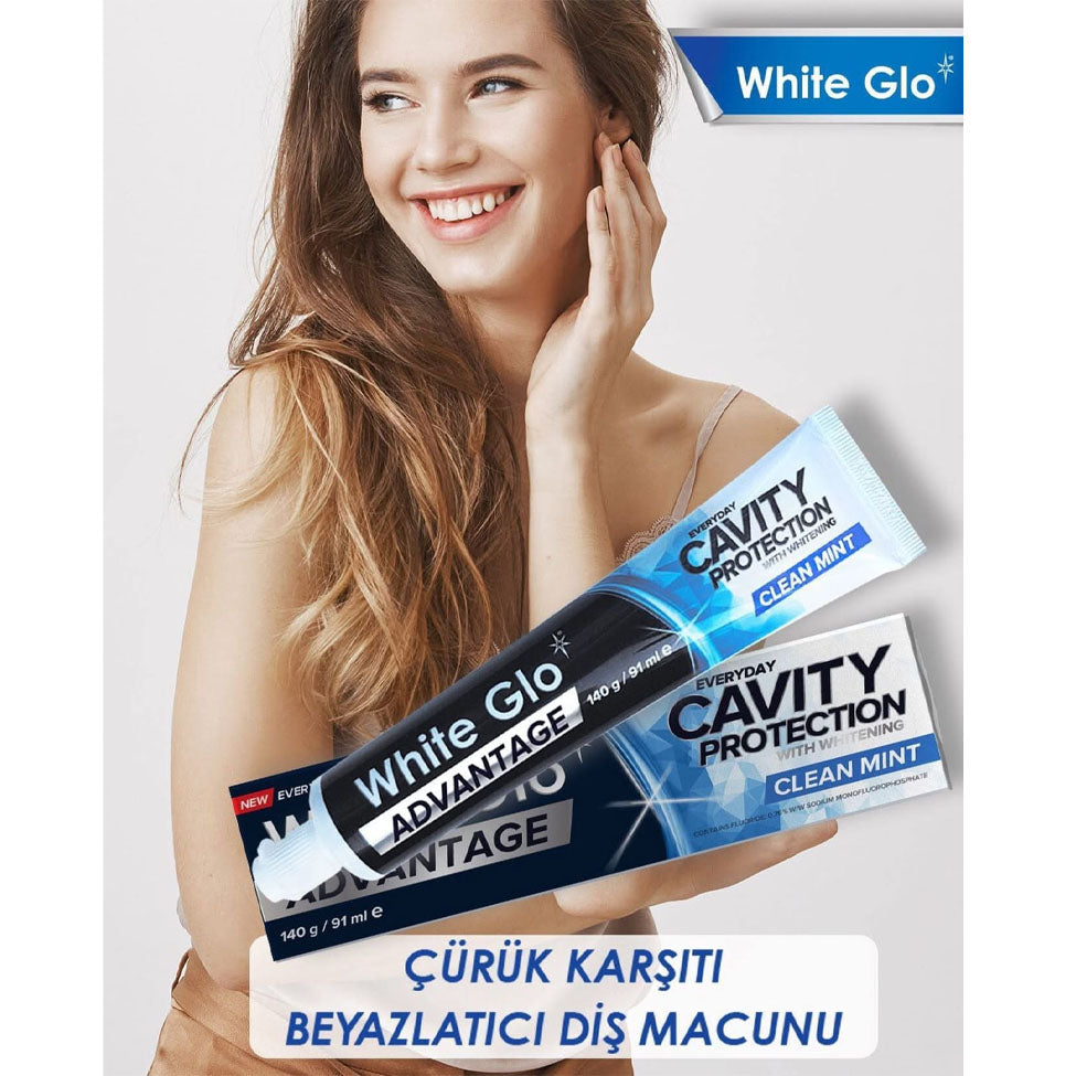 معجون اسنان مكافح التسوس مبيض بقوة بالنعناع 91 مل من وايت جلو | صيدلية.كوم.