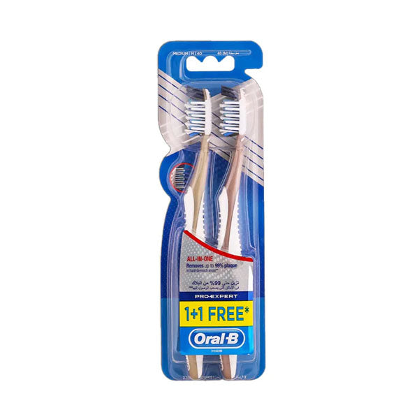 اورل بي برو إكسبيرت فرشاة أسنان شاملة متوسطة 1 + 1 مجانا | صيدلية.كوم.