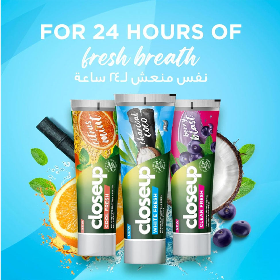 معجون الأسنان وايت فريش الفحم وجوز الهند 75 مل من كلوس اب | صيدلية.كوم.