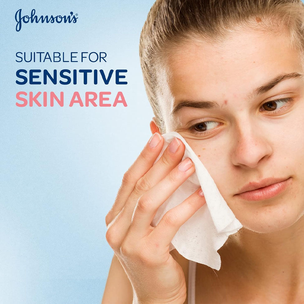 جونسون مناديل منظفة ومغذية للوجه 25 قطعة ازرق