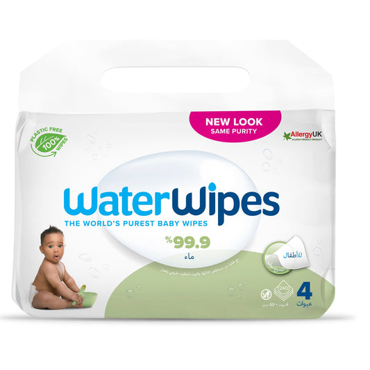 واتر وايبس مناديل مبللة غير معطرة 4×60 |  صيدلية.كوم.