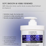 كريم تقشير الجسم حمض الجليكوليك بنسبه 10% & حمض اللاكتيك من ادفانسد كلينكالز 454 جرام | صيدلية.كوم.