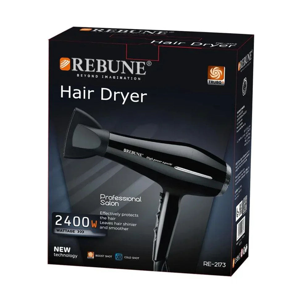 Hair dryer 2400 watts 3 heat levels 2 speeds RE-2173 from rebune
