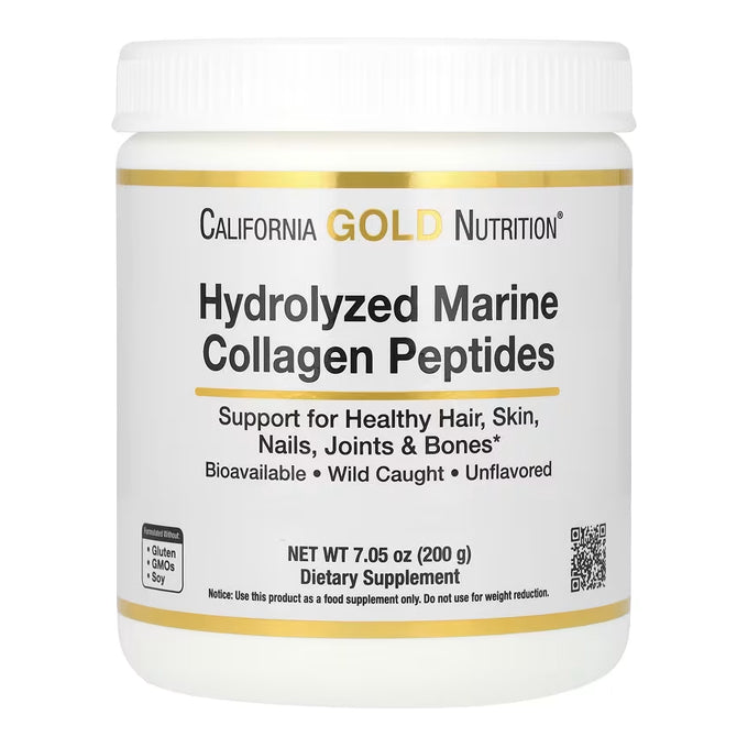 كاليفورنيا جولد نيوتريشن بيبتيدات الكولاجين البحري المتحلل مائيًا بدون نكهات 200 جم |  صيدلية.كوم.