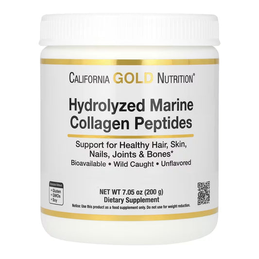 كاليفورنيا جولد نيوتريشن بيبتيدات الكولاجين البحري المتحلل مائيًا بدون نكهات 200 جم |  صيدلية.كوم.