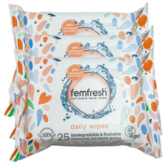 عرض فيم فريش مناديل مبللة منعشة وملطفة 25 منديل - 3 علب | صيدلية.كوم.