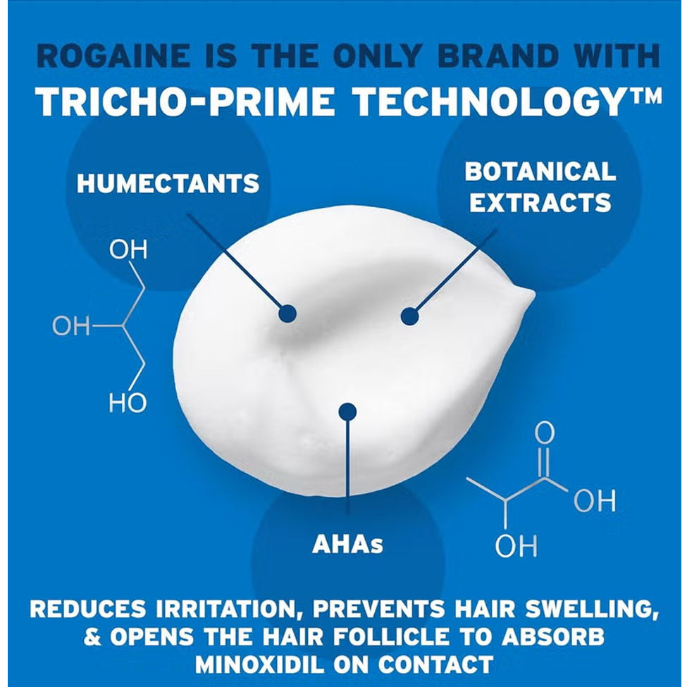 رغوة مينوكسيديل 5٪ نقية للرجال لعلاج تساقط الشعر وإعادة نموه 3 × 60 جم من روجين | صيدلية.كوم.