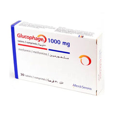 Glucophage 1000 mg Metformin 30 Tablets