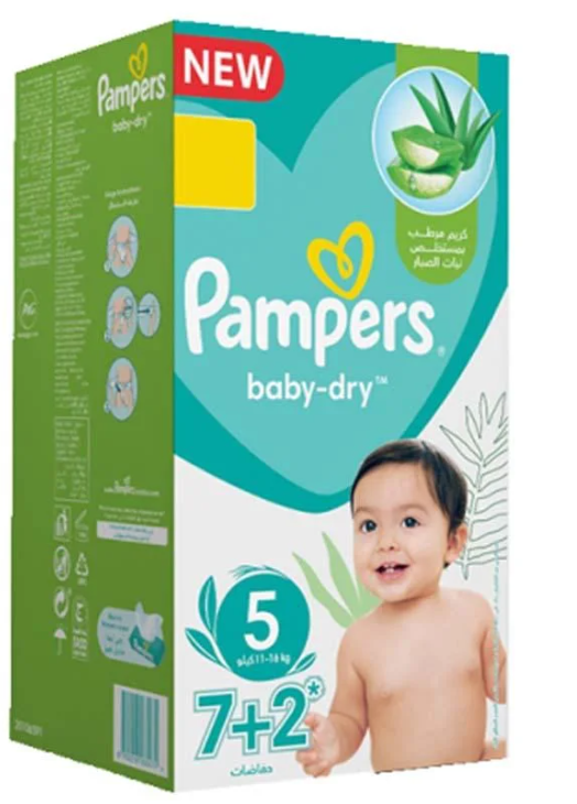 بامبرز حفاضات أطفال مقاس 5 عدد 9 حفاض (7+2) |  صيدلية.كوم.