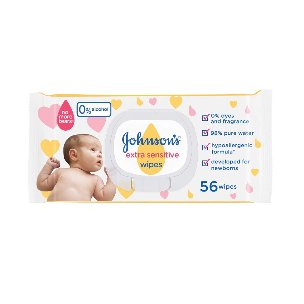 مناديل مبللة للأطفال للبشرة الحساسة للغاية 56 منديل من جونسون | صيدلية.كوم.